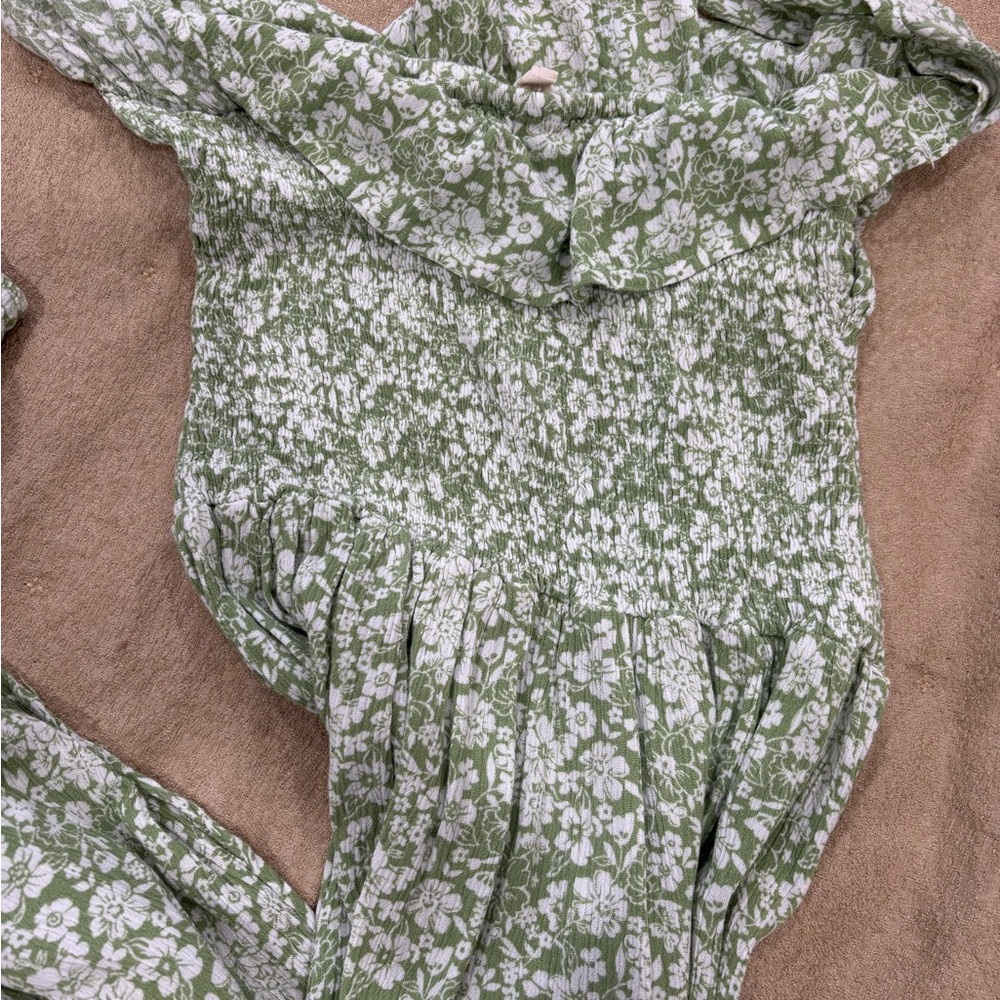 Promesa Green and White Floral Midi Dress